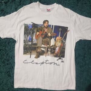 Vintage Eric Clapton Concert Photo Tee Hanes Ultrawight USA XL 90s Rock Tour